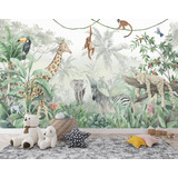 Vinilos Mural Infantil Pared Animales Selva Jungla