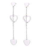 Aretes Largoscon Corazones De Plata