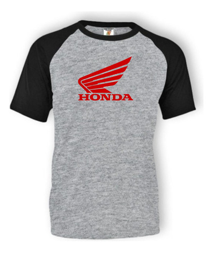 Remera Gris Ranglan Sublimada Personalizada Honda Moto