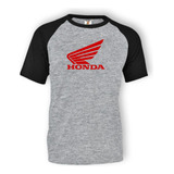 Remera Gris Ranglan Sublimada Personalizada Honda Moto