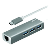 Hub Usb-c 4 En 1 Con Entrada De Cable Internet+ 3 Usb3.0