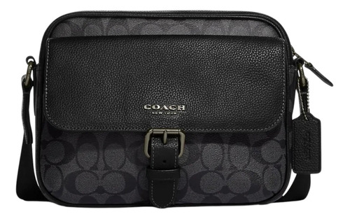 Mariconera Coach Hudson En Piel Con Hebilla Negro Original