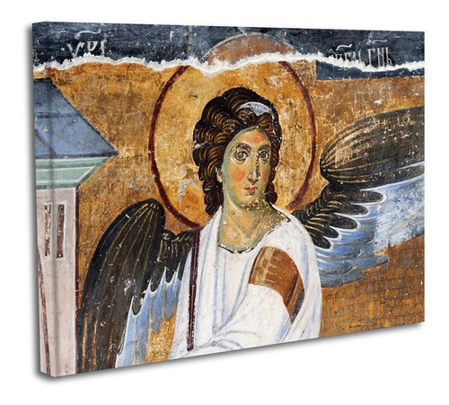 Cuadro Lienzo Canvas 45x60cm Angel Pintura Antigua Rasgado