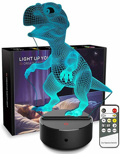 Dinosaurio De La Noche La Luz De La Lámpara 3d 3d Ilusión Óp