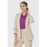 Blazer Mangas Drapeadas 3/4 Beige Nicopoly