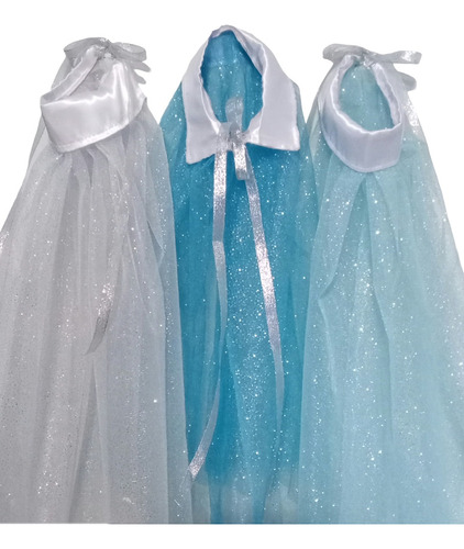 Capa Tul Con Brillos  Niñas  Princesas Elsa Frozen 