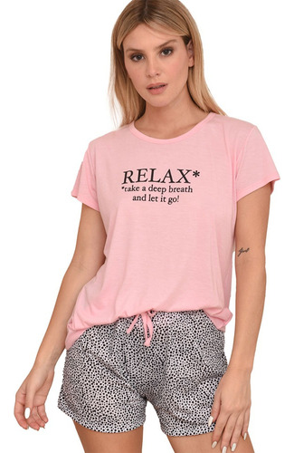 Pijama Jaia 23018e Relax Manga Corta Estamp Talle Especial