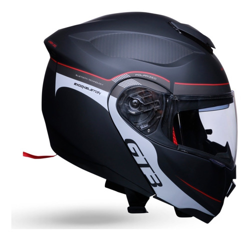 Casco Para Motociclista Exoskeleton Con Bluetooth Negro/rojo