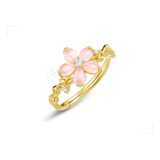 Anillo Cuarzo Rosa Plata 1ra Ley 925 By Thi Tur® Flor