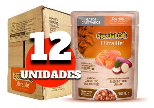 Sache Special Cat Castrado Salmão 12un Ração Úmida Para Gato