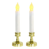 2 Velas Cónicas Para Velas, Lámpara Sin Llama Para Dorado