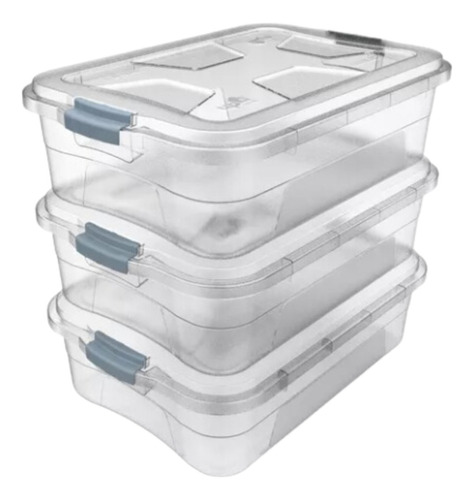 Kit Com 3 Caixa Organizadora Multiuso Transparente 17l