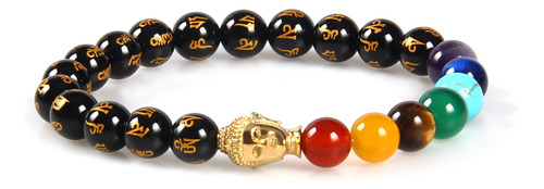 Pulsera Piedras Chakra Om Mani Padme Hum Cabeza Buda P72 