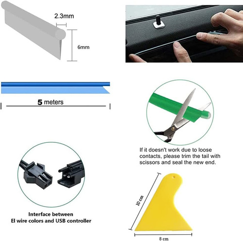 Muedrt El Wire - Tira De Luces Led Para Interior De Automóvi