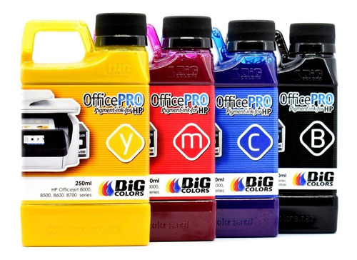 Tintas Officepro Pigme Bigcolors Para Hp Combo 250ml X4 Tank