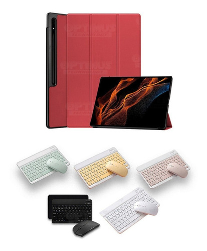 Kit Teclado Mouse Bt Forro Para Samsung Tab S8 Ultra 14.6 