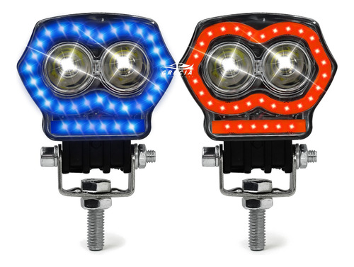 Faro 2 Led Moto Luz Alta Baja Arillo Ojo Ángel Color Con Usb