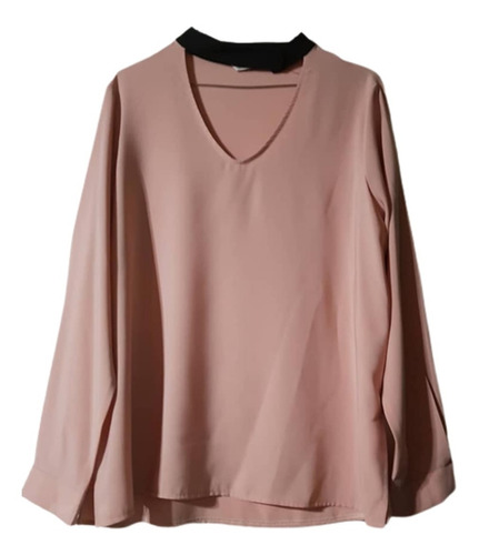 Blusa Crepe Escote V Con Tira Y Tajo A Los Costados  