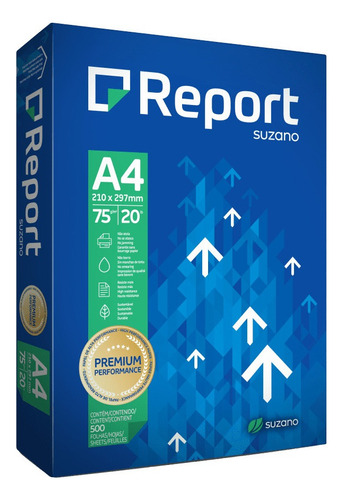 Papel Sulfite A4 75g Resma 500 Folhas Premium Report Suzano