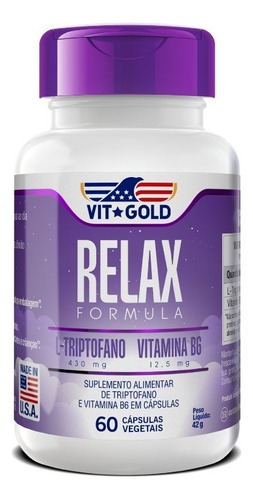 Relax Formula Com L-triptofano E Vit. B6 Vitgold 60 Cápsulas