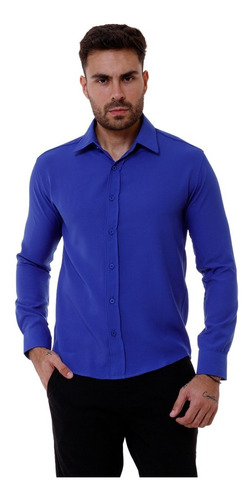 Camisa Social Masculina Slim Fit Sem Bolso Luxo Estilo