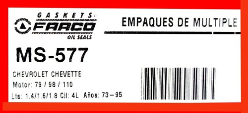 Empacadura Multiple Escape Chevrolet Chevette 1.4/1.6/1.8 Foto 4