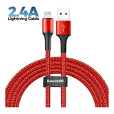 Cable Usb / Lightning / Baseus / 1 Metro Carga Rapida 2.4 A Color Rojo