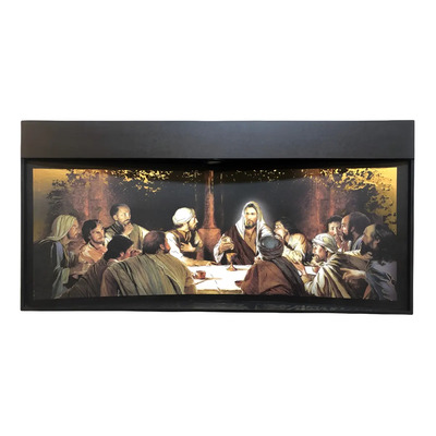 Cuadro Ultima Cena Manto Blanco, Con Luz Led Color Chocolate | Envío gratis