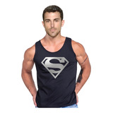 Polera  Superman Superheroe Plateado Musculosa Tank Gym