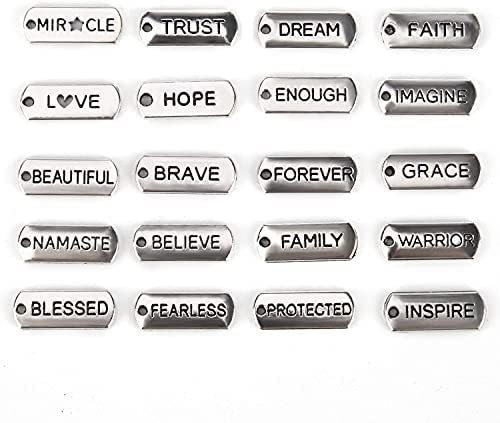   Pieces Inspirational Word Charms Pendants Rectangular...