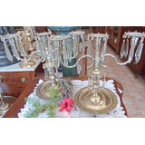 Antiguo Par Candelabros Plata Boliviana3 Velas Ver Foto N344