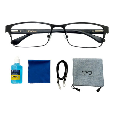 Lente Lectura Vista Cansada Armazon Oftalmico Mujer Hombre Color Negro Metalico 3.0