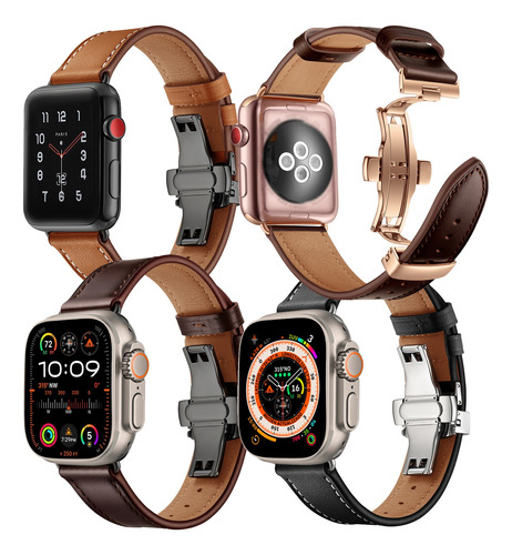 Correa De Piel Compatible Con Apple Watch Ultra Todas Series