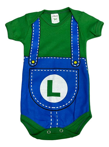 Body Luigi Super Mario Bodie Macacão Bebê Mesversário Md049