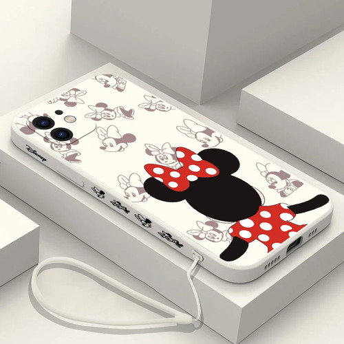 Bonita Funda De Teléfono Con Cordón De Mickey Minnie Para Ip