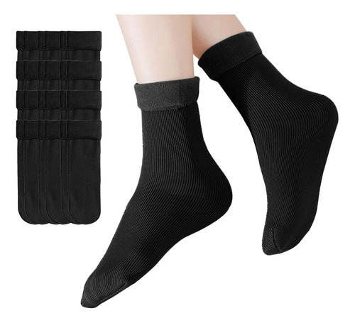 Pack 12 Pares Calcetines Polar 3/4 Negras Escolar Invierno 