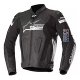 Jm Alpinestars Campera Cuero Fuji Leather Negro Blanco