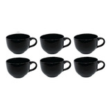 Taza Cerámica Jumbo Grande 740 Ml Negra 6 Pzs