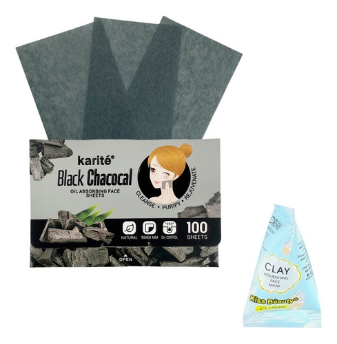 Papel Quita Grasa Facial X 100 Hojas + Mascarilla Clay Ice