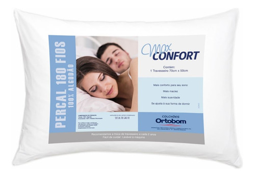 Travesseiro Ortobom Max Confort Siliconizada Antialérgico
