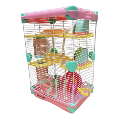 Jaula Para Hamster Casa Rueda Tunel Soga 27.5x20.5x42.5 Color Rosa | Envío gratis