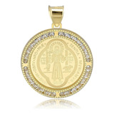 Medalla 10k Oro Amarillo  San Benito Grande Abba Joyas