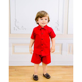 Conjunto Mauricinho Luxo Linho Infantil Natal