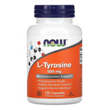 L Tyrosine Tirosina 500 Mg 120 Cápsulas Now Foods - Imp Eua Sabor Sem