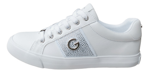 Tenis G By Guess Original Con Pedrería Casual Blanco Dama