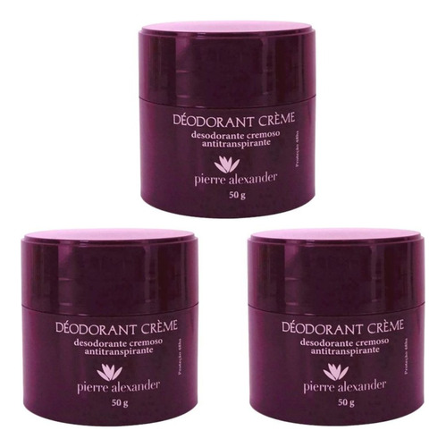 Desodorante Creme Pierre Alexander 50g Kit Com 3 Unidades