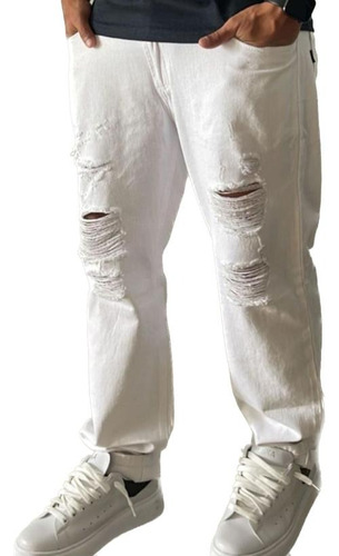 Jeans Mom Blanco Rotura