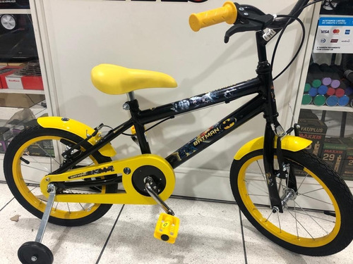 Bicicleta Aro 16 Infantil Preto/amarelo C/rodinhas