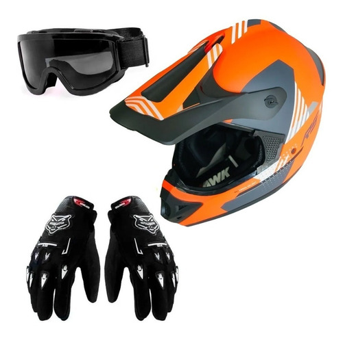 Casco Cross Enduro Atv Hawk Rs7 F Antiparras Guantes **