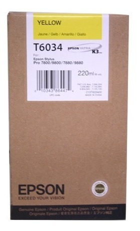 Tinta Epson Stylus Amarillo Plotter Pro 7800/9800 220 Ml